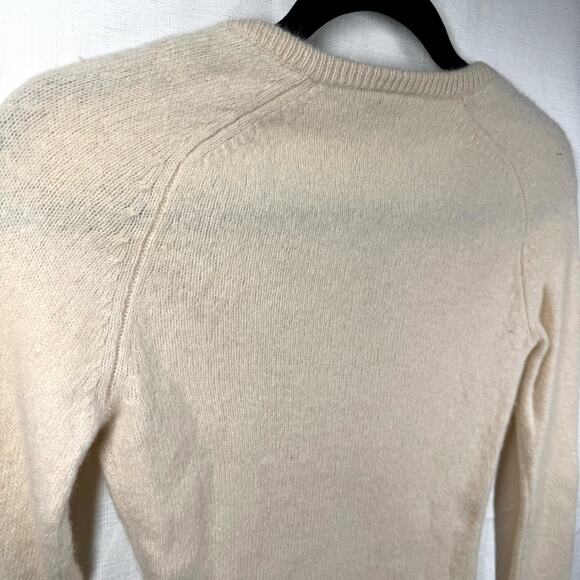 VINTAGE 90s Abercrombie Wool Blend Sweater Cream Pink Size M Preppy Minimalist - Picture 7 of 12